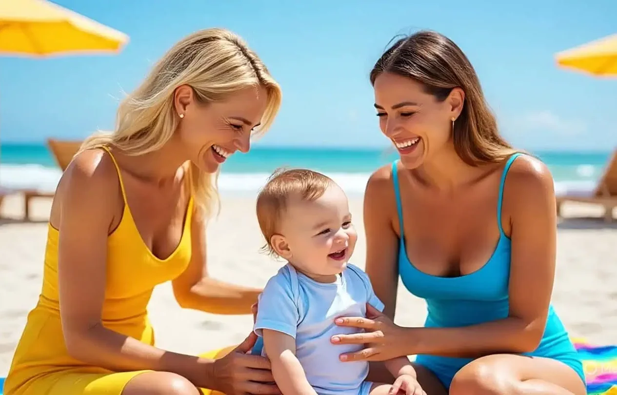 Dos mujeres y un niño pequeño