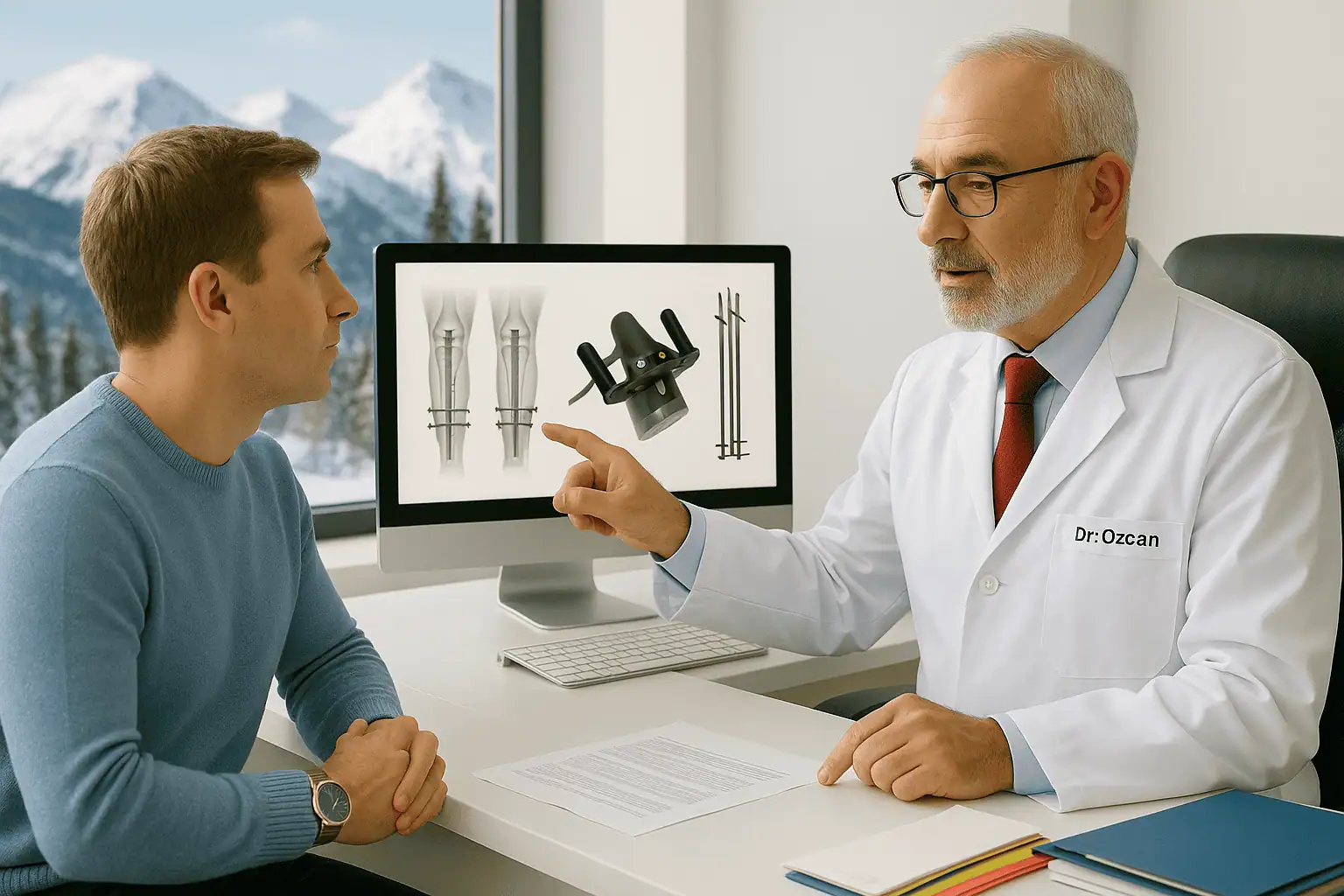 Medico explica al paciente los detalles de la cirugía