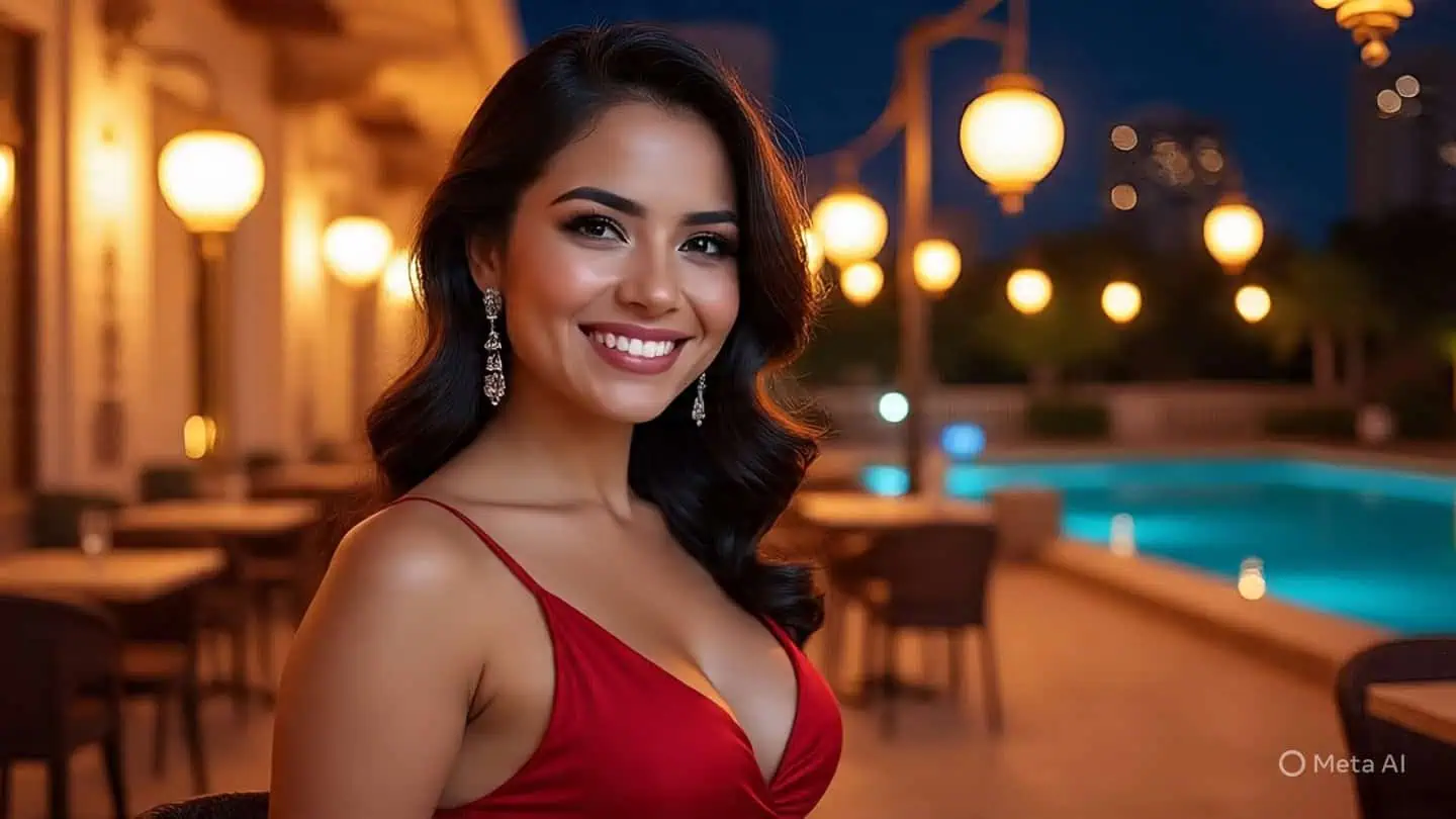 Mujer joven con vestido de escote.