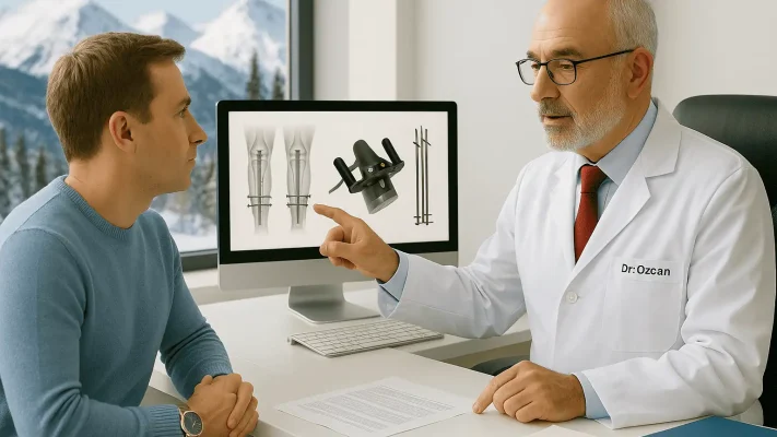 Medico explica al paciente los detalles de la cirugía